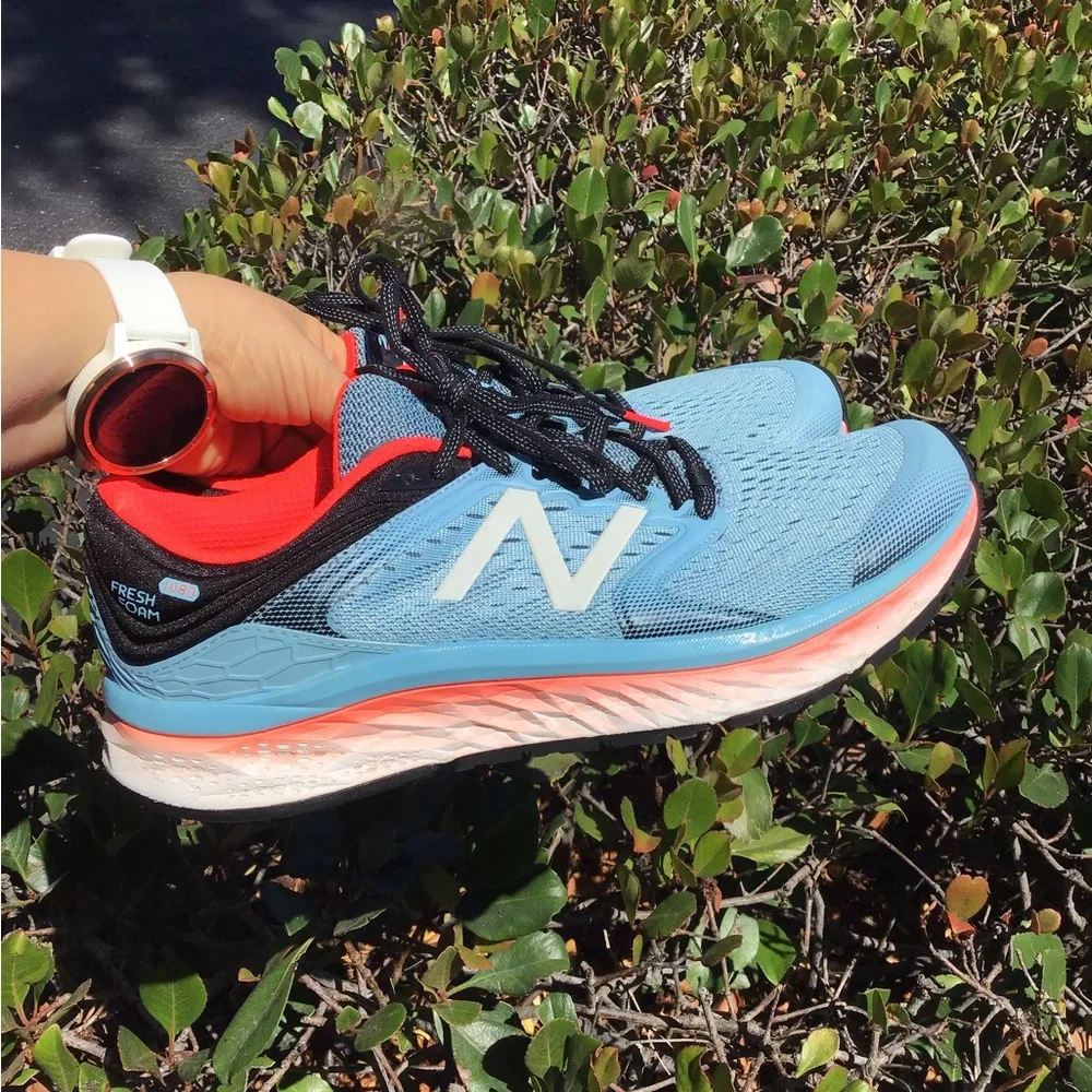 New Balance Women's Running Shoes - Light Blue with Coral Accents